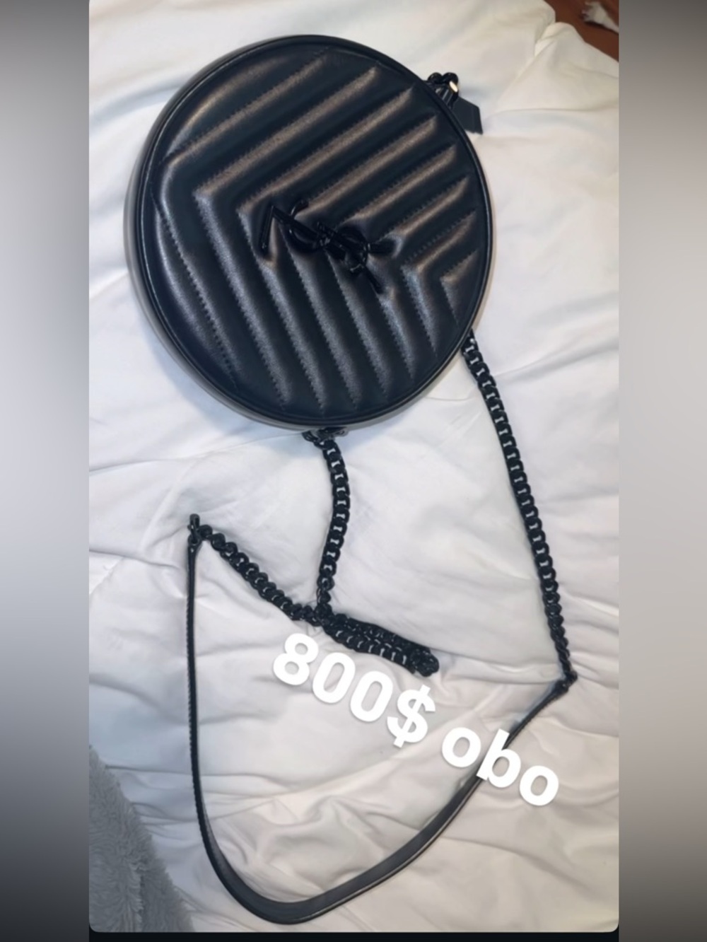Saint Laurent Black Quilted Round Crossbody Bag